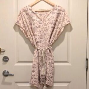 GOLDEN, Floral Print Dress with Tassel Belt SZS